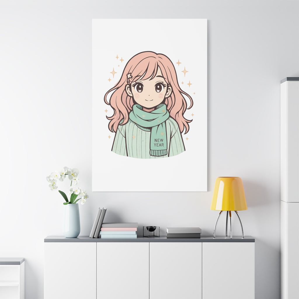 Anime Girl New Year Canvas Print