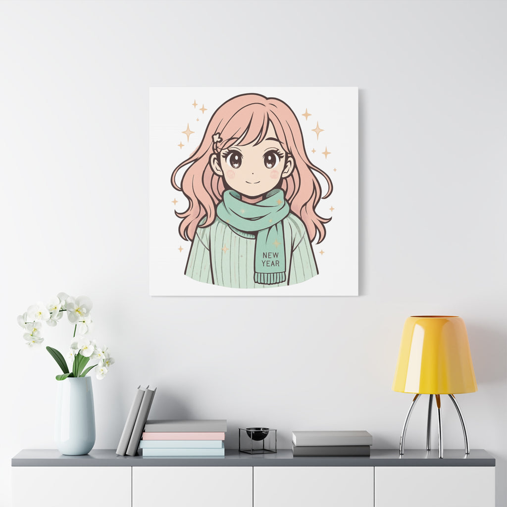 Anime Girl New Year Canvas Print