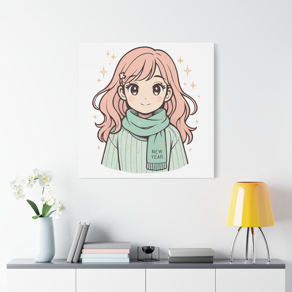 Anime Girl New Year Canvas Print
