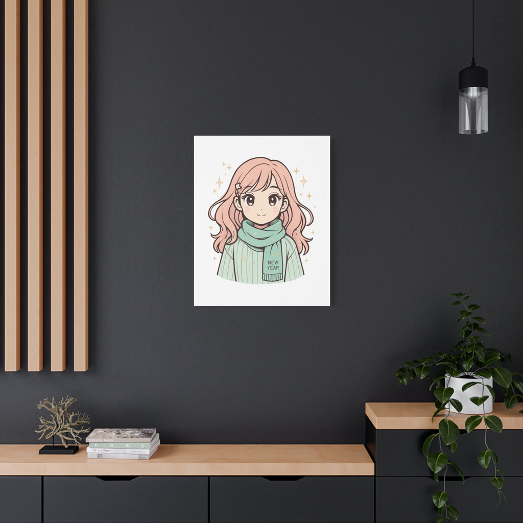 Anime Girl New Year Canvas Print