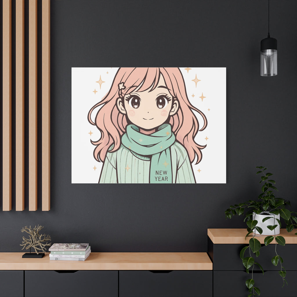 Anime Girl New Year Canvas Print