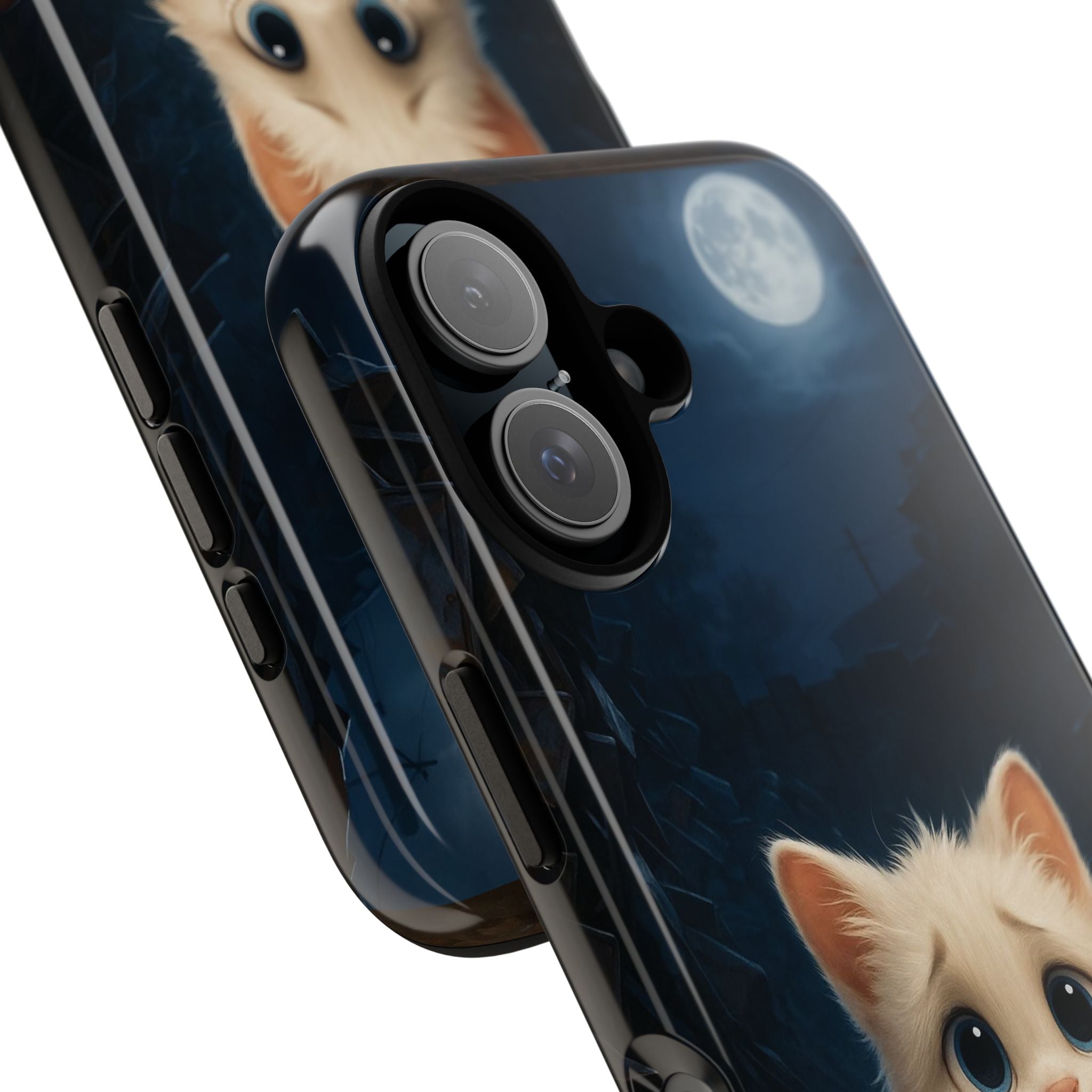 Cute Cat Under the Moon iPhone Case – Artistic Protective Cover with Elegant Night Design