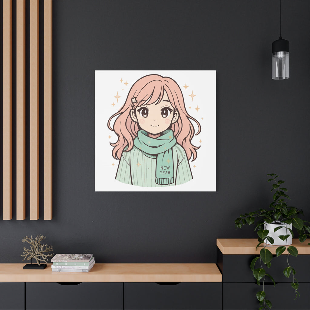 Anime Girl New Year Canvas Print
