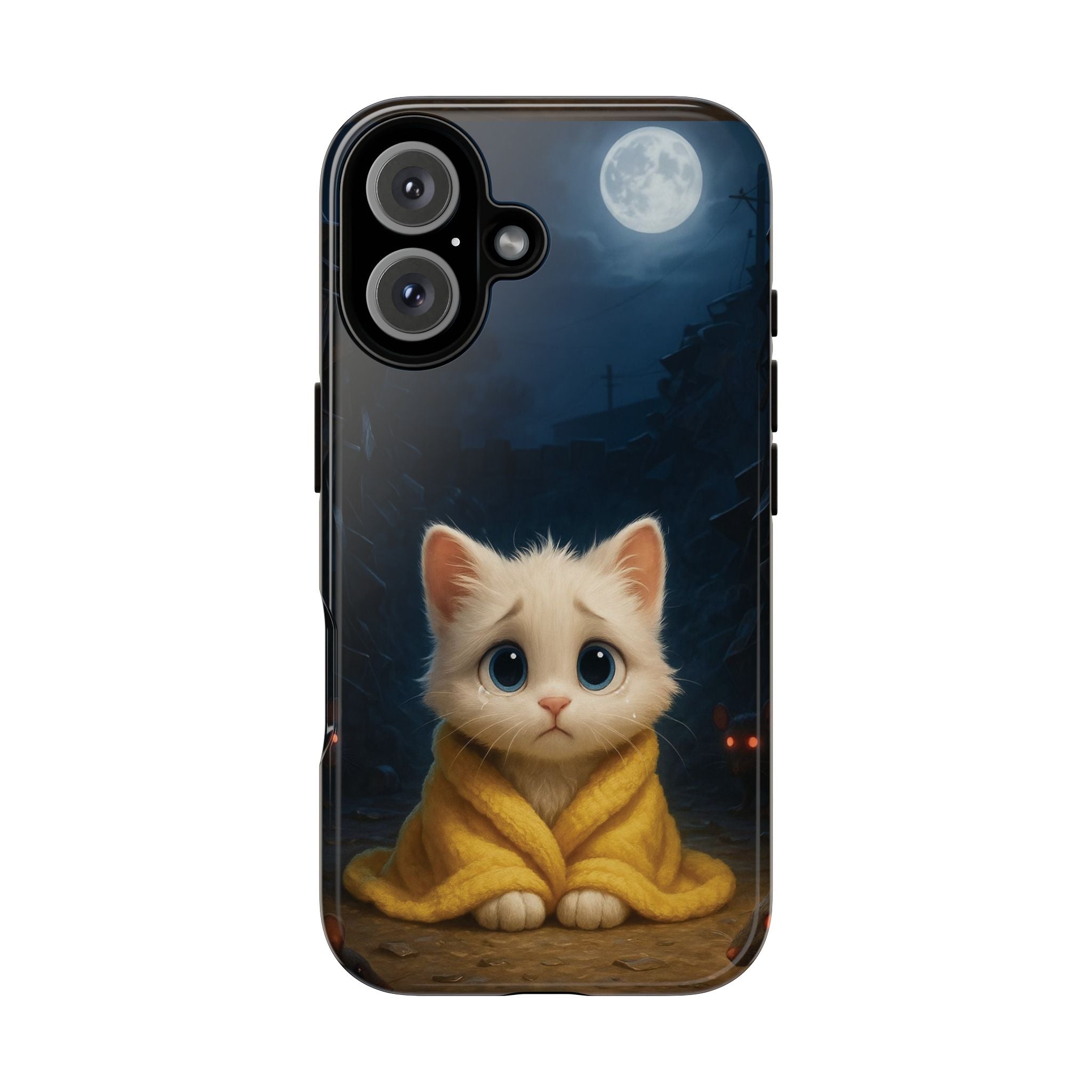 Cute Cat Under the Moon iPhone Case – Artistic Protective Cover with Elegant Night Design