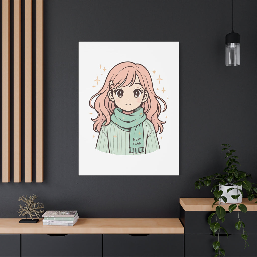 Anime Girl New Year Canvas Print