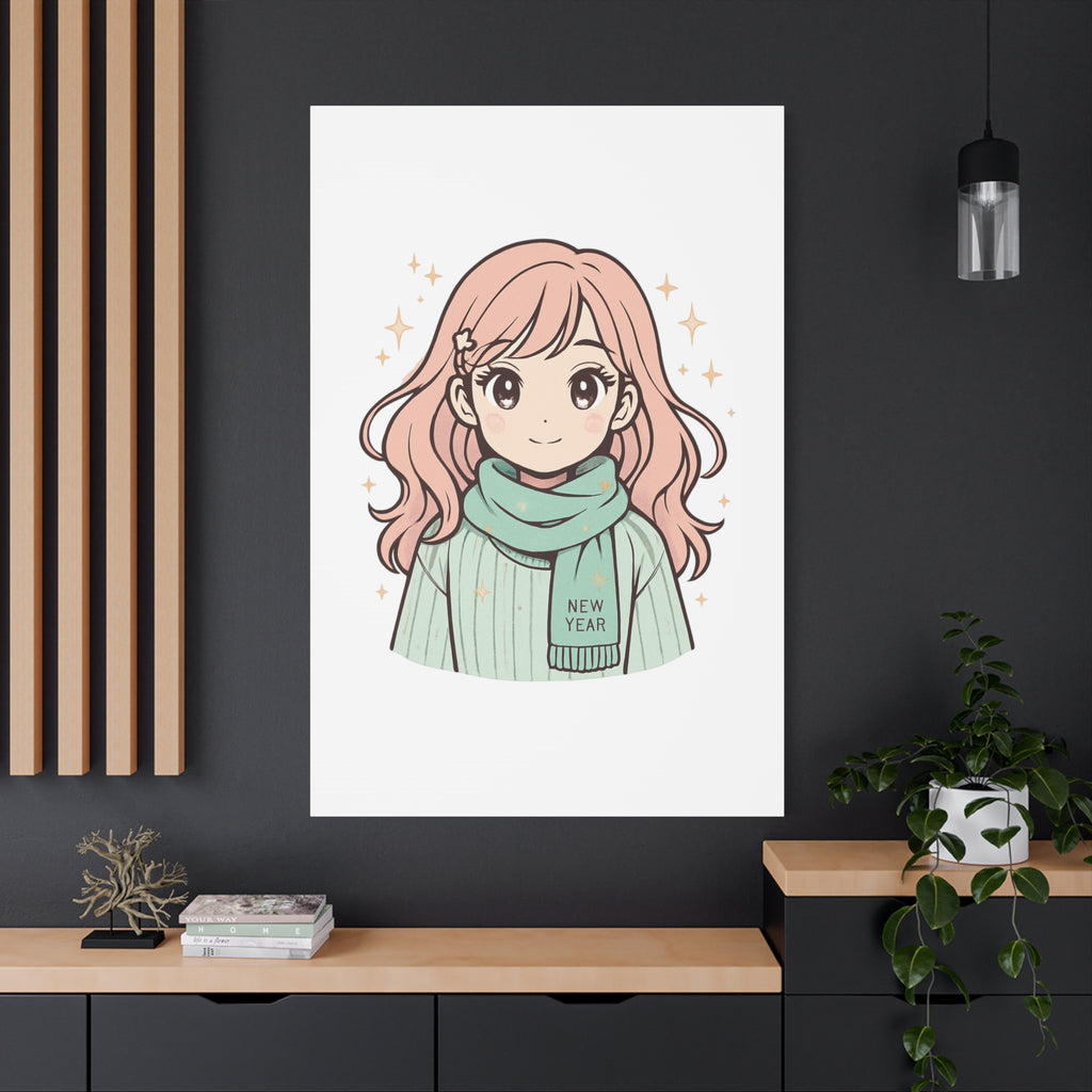 Anime Girl New Year Canvas Print