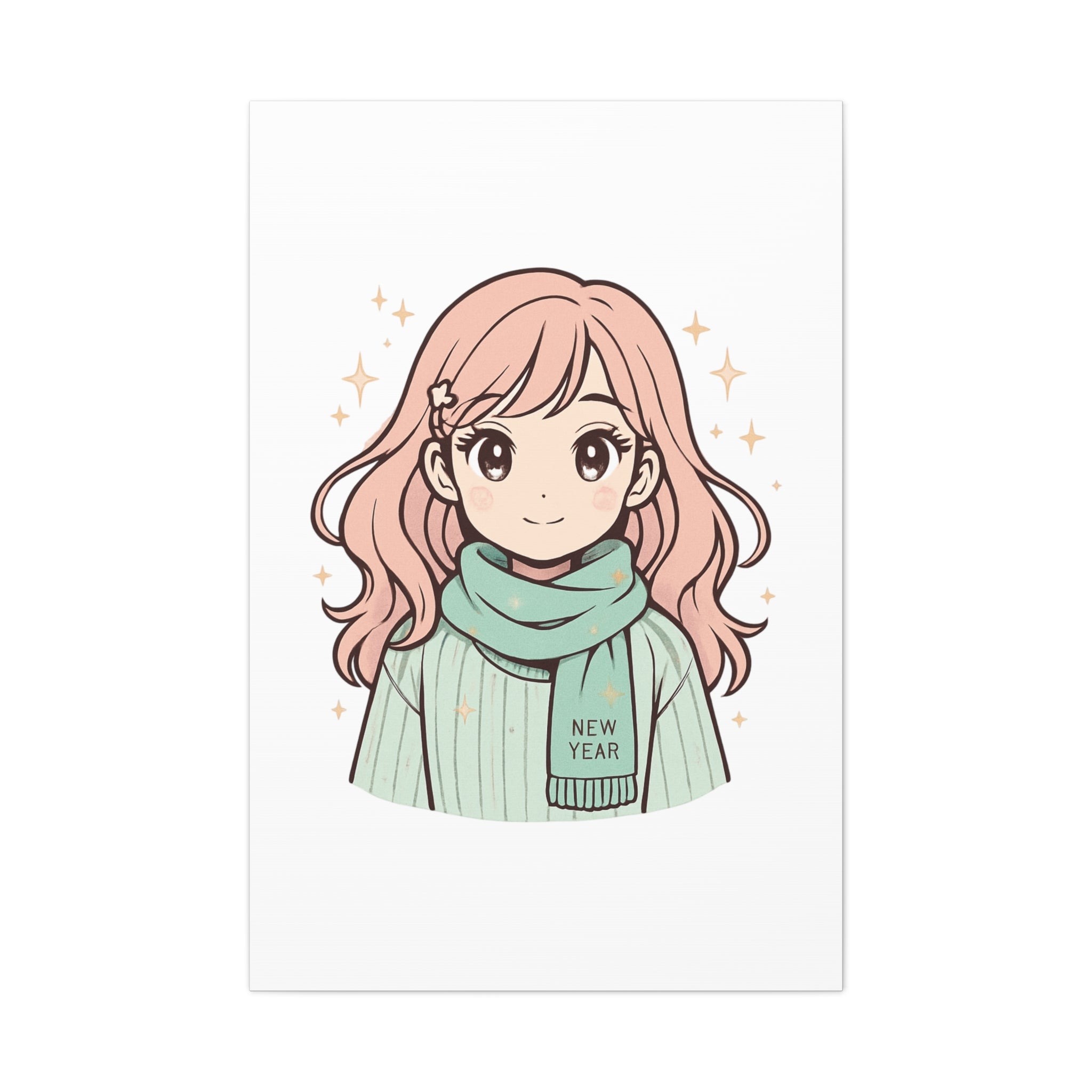 Anime Girl New Year Canvas Print