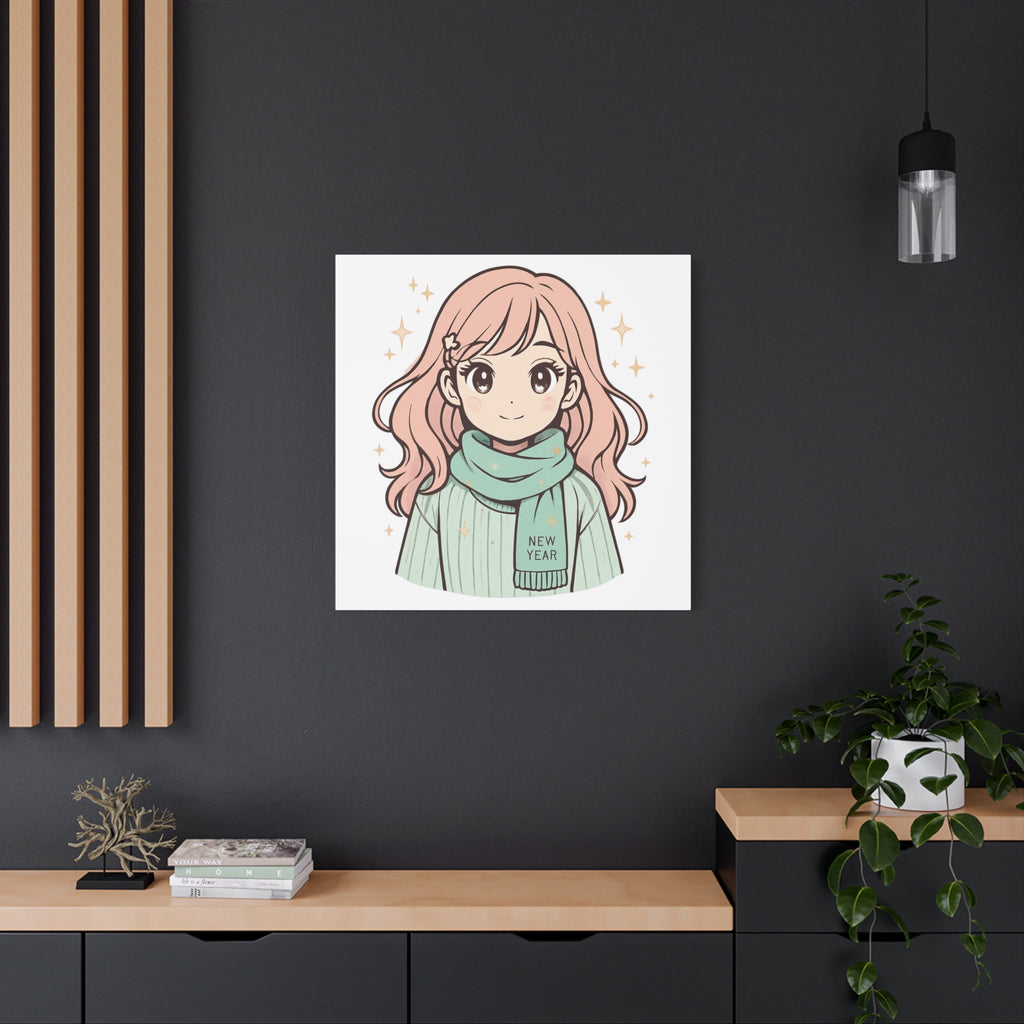 Anime Girl New Year Canvas Print