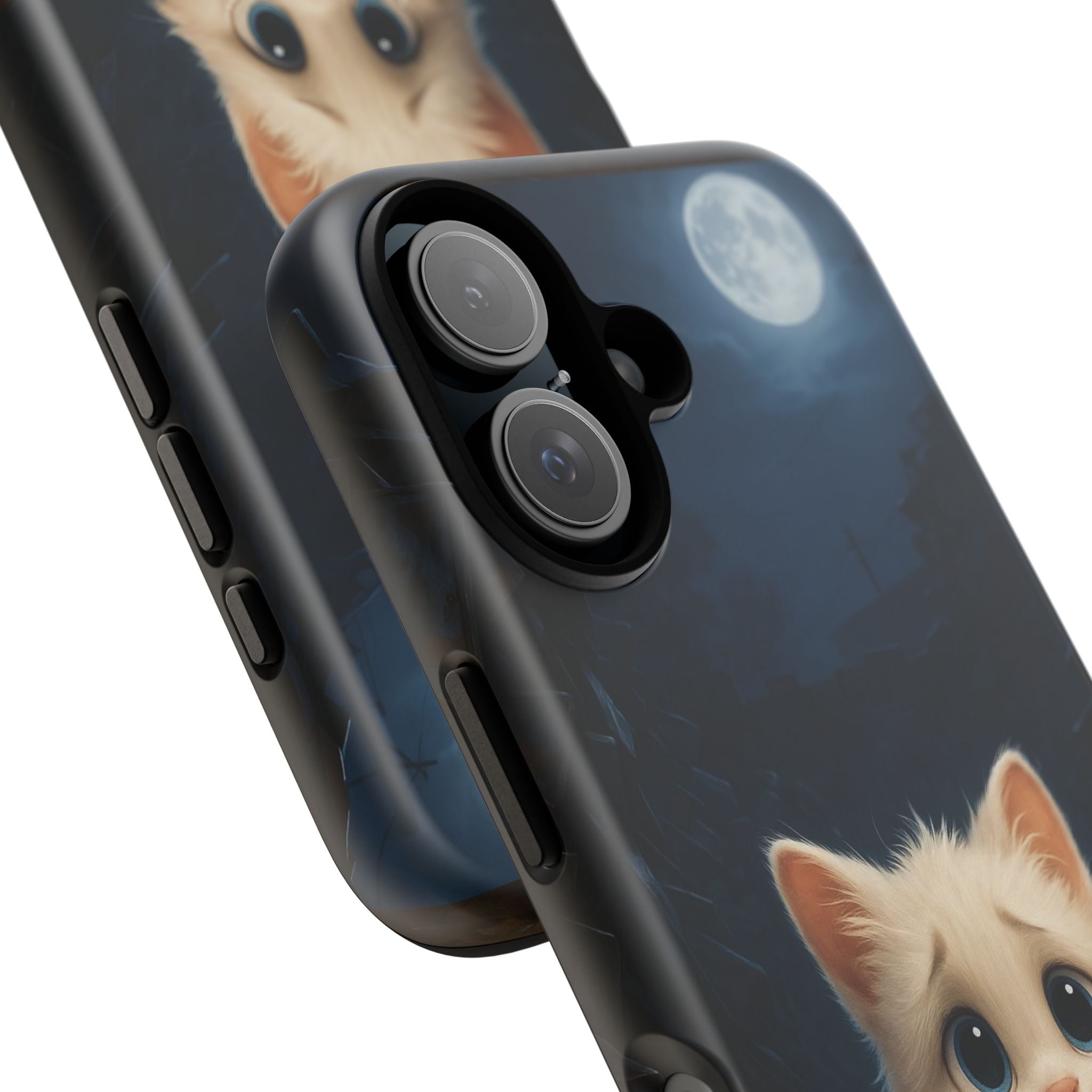 Cute Cat Under the Moon iPhone Case – Artistic Protective Cover with Elegant Night Design