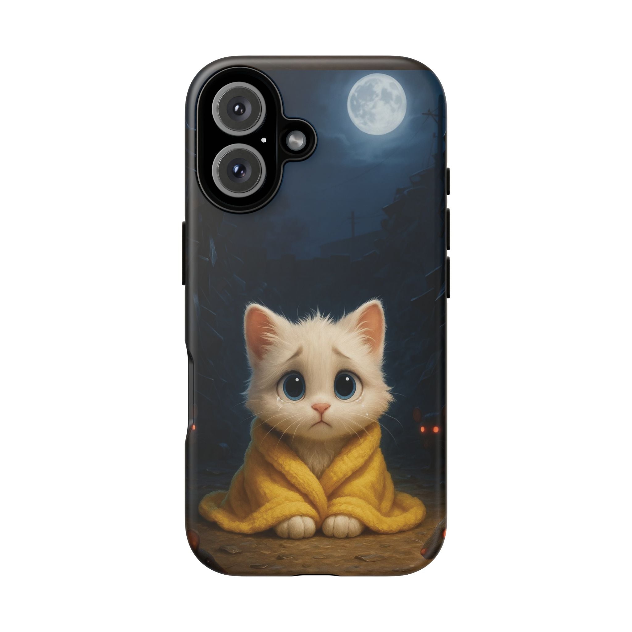Cute Cat Under the Moon iPhone Case – Artistic Protective Cover with Elegant Night Design