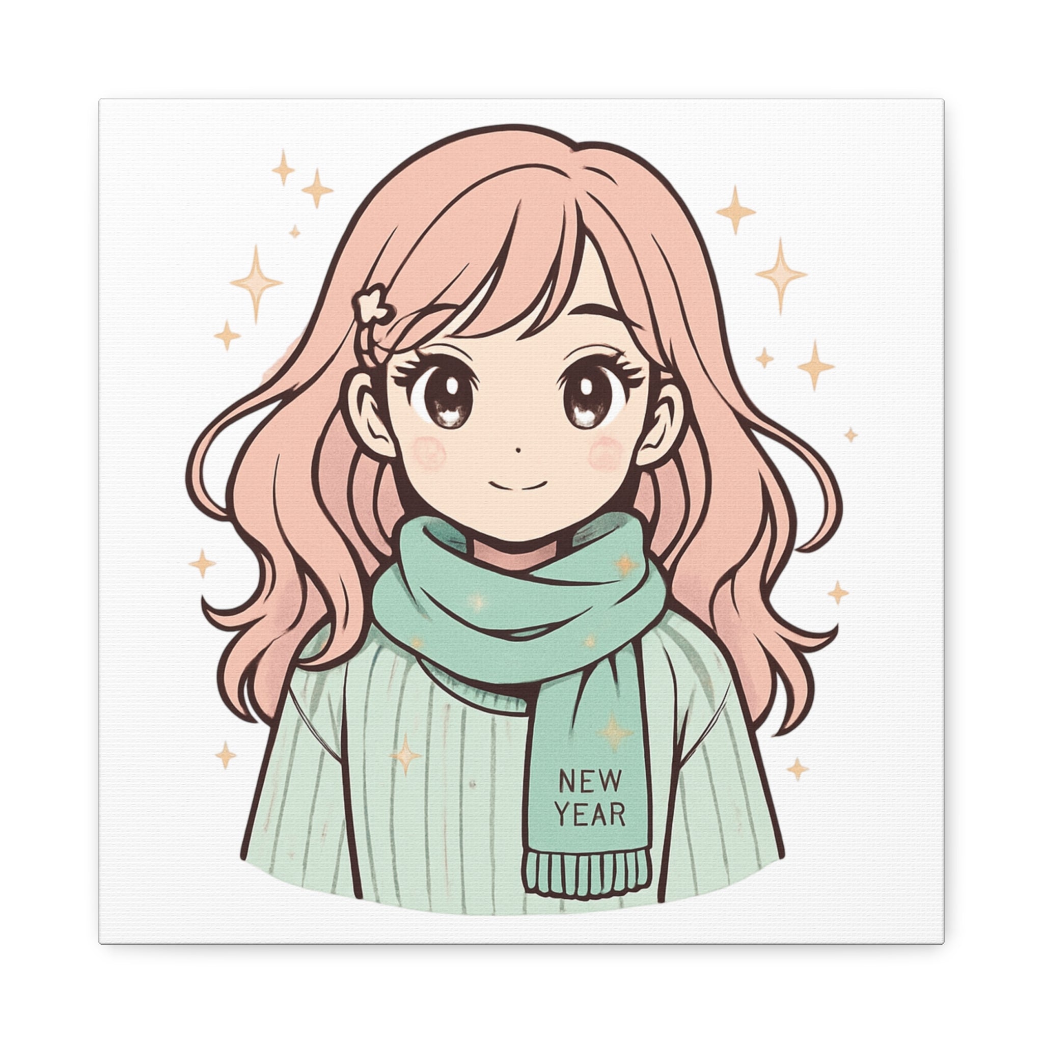 Anime Girl New Year Canvas Print