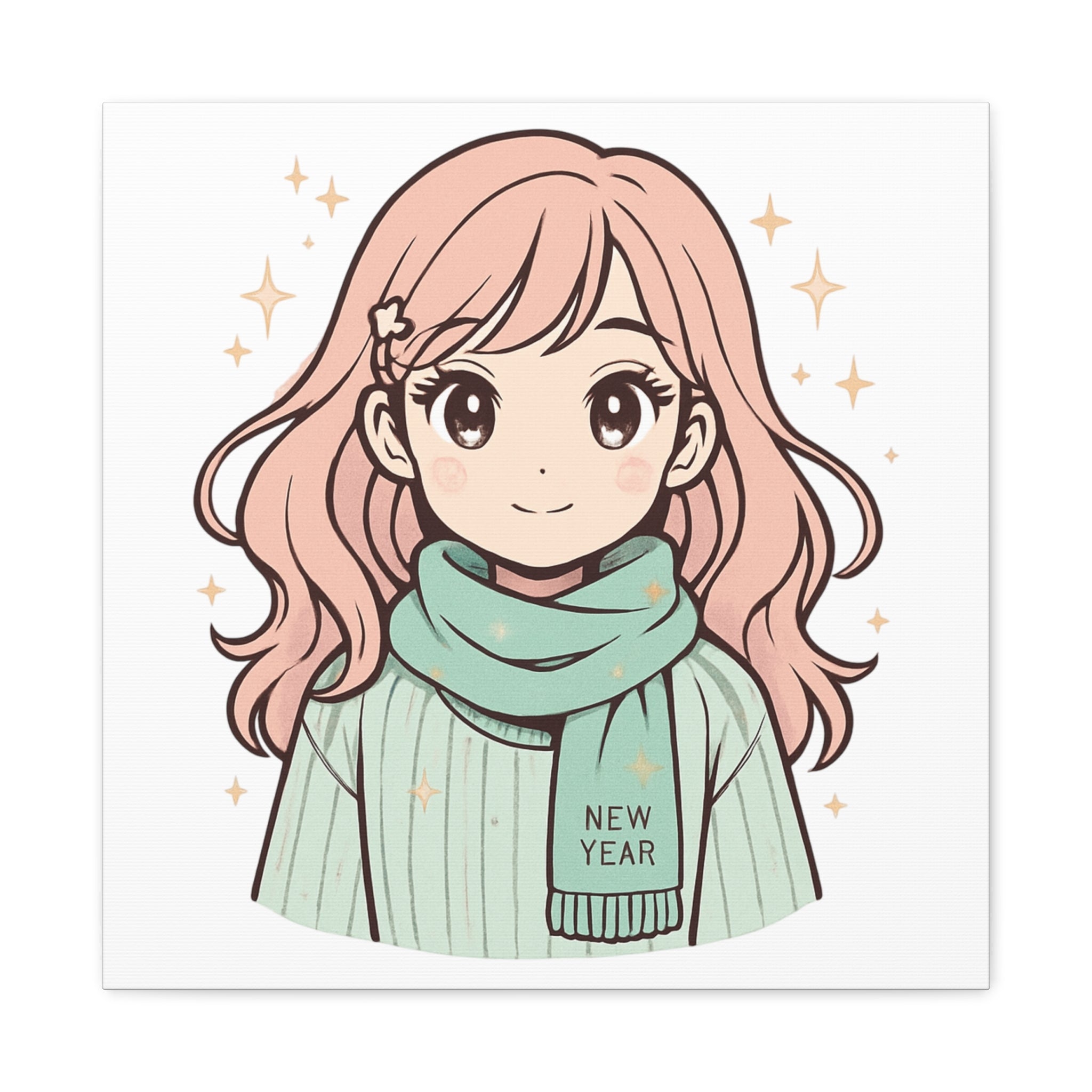 Anime Girl New Year Canvas Print
