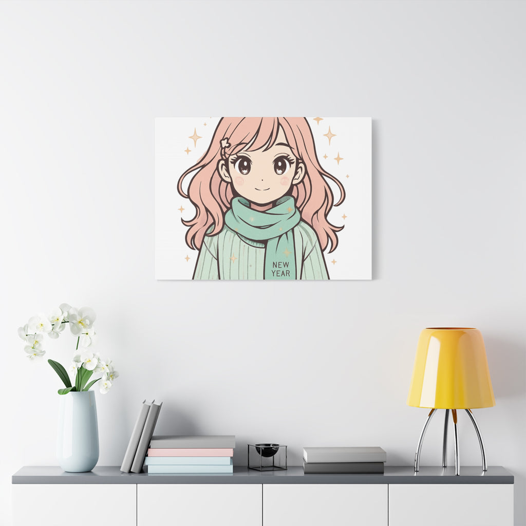 Anime Girl New Year Canvas Print